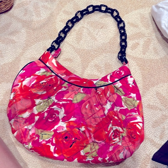 Rare silk pink floral quilted Vera Bradley shoulder bag - Picture 1 of 7